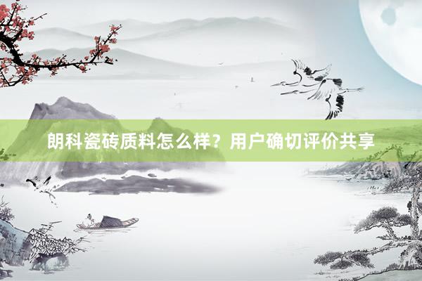 朗科瓷砖质料怎么样?用户确切评价共享